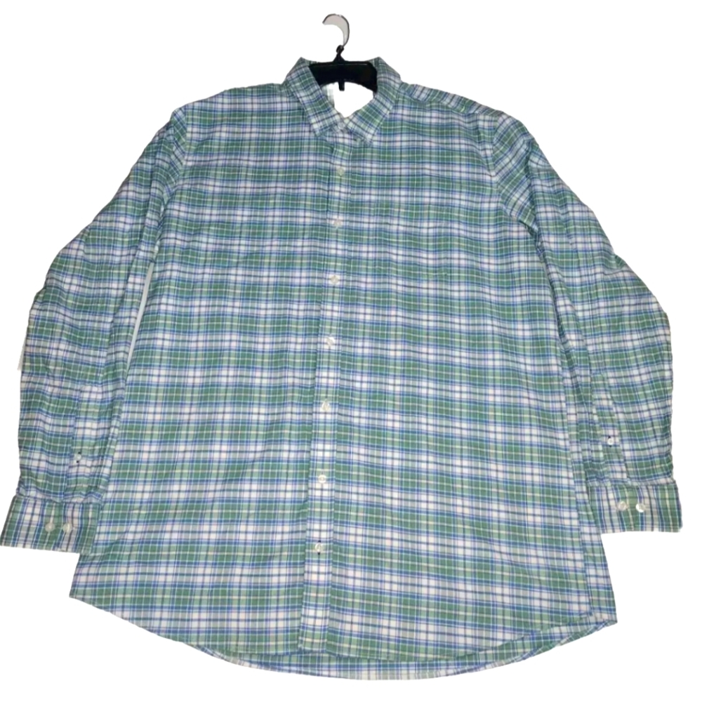 LL Bean Shirt Men's size XL Tall Long Sleeve Button Up Olive Green Plaid.